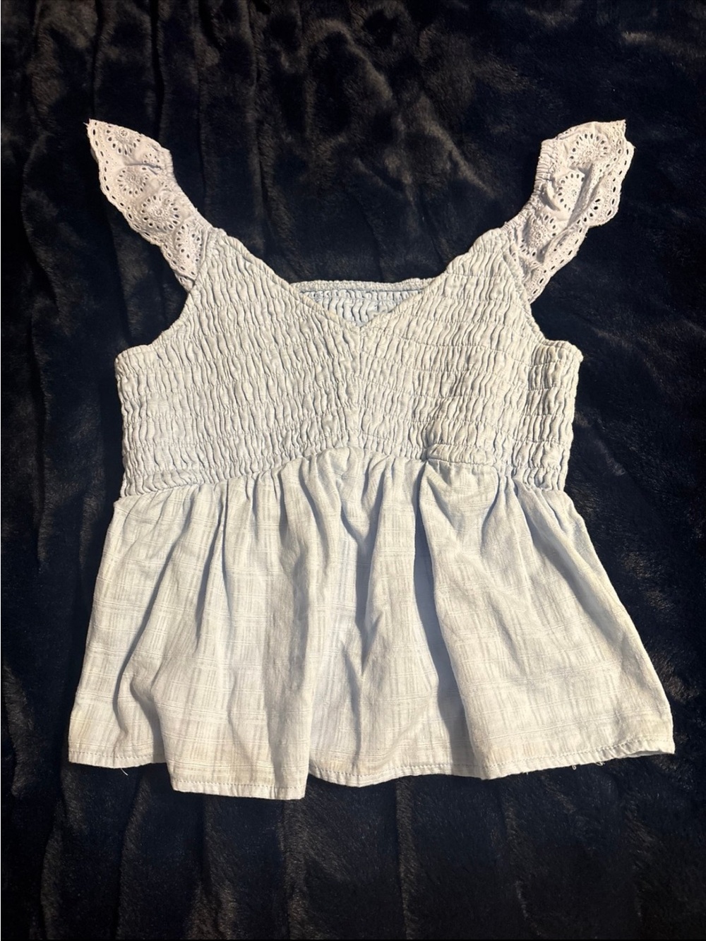Women’s White Smocked Tank Top with Lace Straps